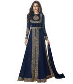 Navyblue Embroidered Georgette Salwar With Dupatta