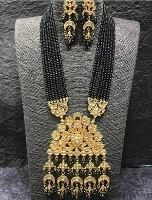 Black Wedding Long  Kundan Necklace Sets 1