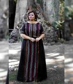 Black printed jute cotton kurtas-and-kurtis