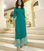 Sea Green Embroidered Rayon Kurtas And Kurtis