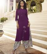 Purple Embroidered Rayon Kurtas And Kurtis