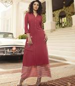 Light Red Embroidered Rayon Kurtas And Kurtis
