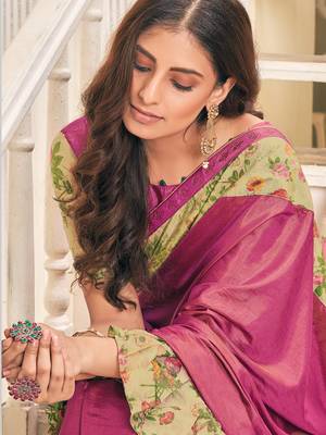Pink plain silk saree with blouse 2
