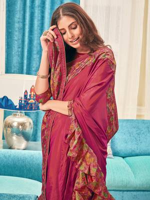 Red plain silk saree with blouse 3