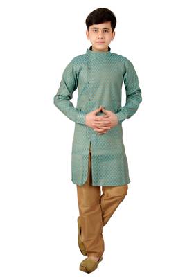 fourfolds boy's blue kurta and pyjama 1