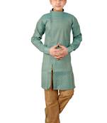 fourfolds boy's blue kurta and pyjama