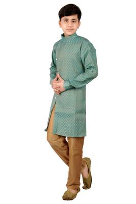 fourfolds boy's blue kurta and pyjama 2