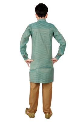 fourfolds boy's blue kurta and pyjama 4