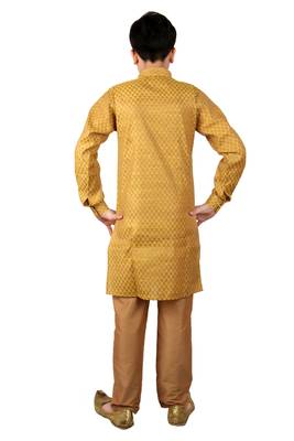 Yellow brasso cotton silk boys-kurta-pyjama 4