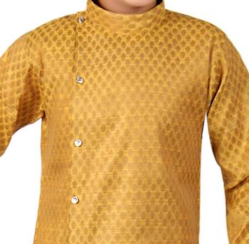 Yellow brasso cotton silk boys-kurta-pyjama 5