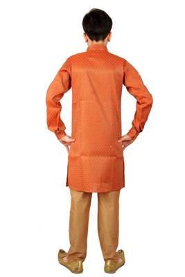 Orange brasso cotton silk boys-kurta-pyjama 5