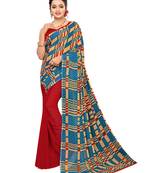 Beige Printed Georgette Saree With Blouse