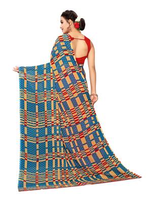 Beige Printed Georgette Saree With Blouse 4