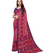 Pink Printed Georgette Saree With Blouse
