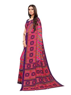 Pink Printed Georgette Saree With Blouse 2