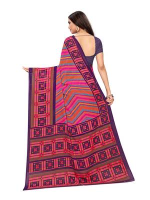 Pink Printed Georgette Saree With Blouse 4