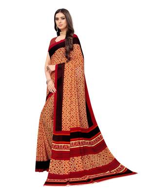 Yellow Printed Georgette Saree With Blouse 2