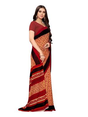 Yellow Printed Georgette Saree With Blouse 3
