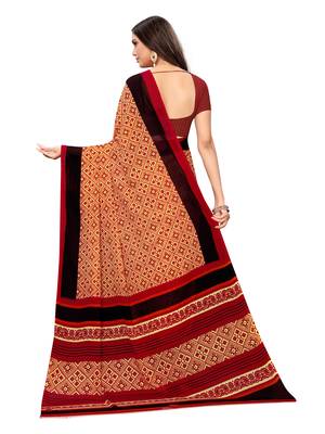 Yellow Printed Georgette Saree With Blouse 4
