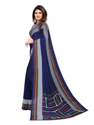 Blue Printed Georgette Saree With Blouse 2