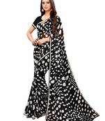 Black Printed Chiffon Saree With Blouse