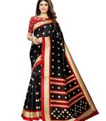 Black Printed Poly Silk Saree With Blouse