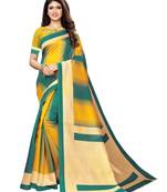 Yellow Printed Poly Silk Saree With Blouse