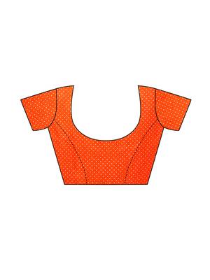 Orange Printed Poly Silk Saree With Blouse 5