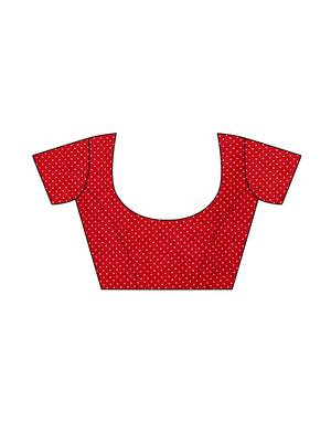 Red Printed Poly Silk Saree With Blouse 5