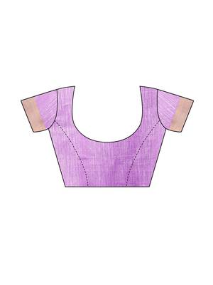 Purple Printed Chanderi Silk Saree With Blouse 5