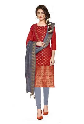 Red Woven Art Silk Salwar 1