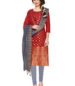 Red Woven Art Silk Salwar