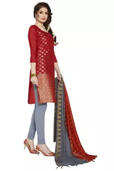 Red Woven Art Silk Salwar