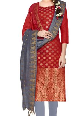 Red Woven Art Silk Salwar 4