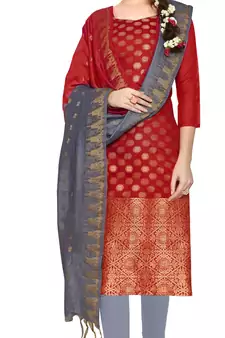 Red Woven Art Silk Salwar
