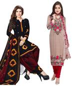 Combo Of 2 Printed Synthetic Unstitched Salwar With Dupatta