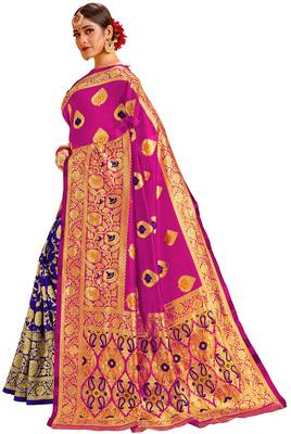 Multicolor woven cotton saree with blouse 2