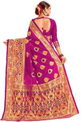 Multicolor woven cotton saree with blouse 3