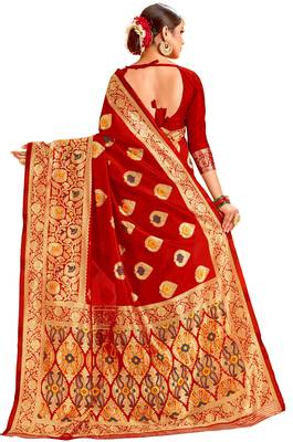 Multicolor woven cotton saree with blouse 3