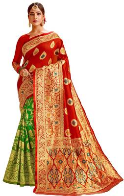 Multicolor woven cotton saree with blouse 1