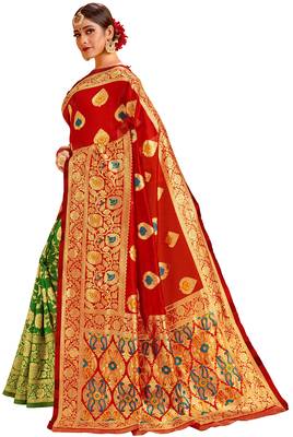 Multicolor woven cotton saree with blouse 2