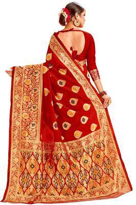 Multicolor woven cotton saree with blouse 3