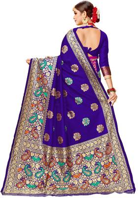 Multicolor woven cotton saree with blouse 3