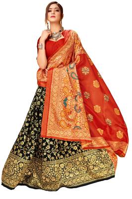Multicolor woven cotton saree with blouse 4