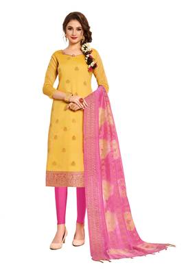 Yellow Woven Art Silk Salwar 1