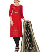 Red Embroidered Cotton Salwar