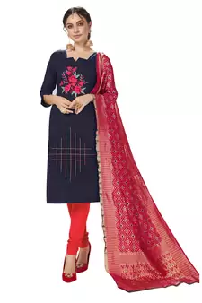 Blue Embroidered Cotton Salwar