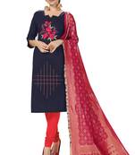 Blue Embroidered Cotton Salwar