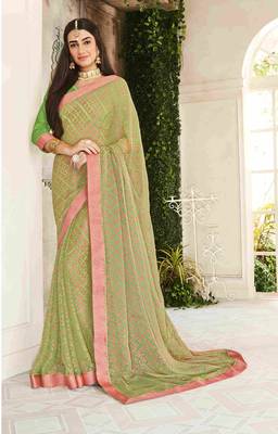 Green woven brasso saree with blouse 1