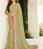 Green woven brasso saree with blouse